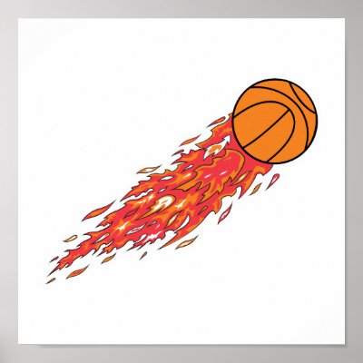 basketball on fire posters by doonidesigns