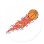 basketball on fire round sticker basketball on fire round sticker