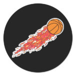 basketball on fire round sticker