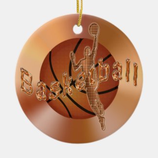 Basketball Ornaments. Vintage Basketball & Player