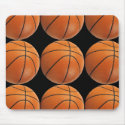 Basketball Pattern on Black Mousepad