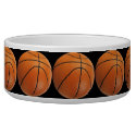 Basketball Pattern on Black Pet Food Bowls