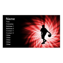 Basketball Player; Red Business Card Templates