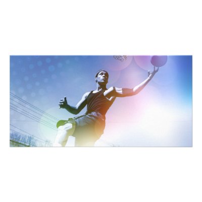 Basketball Player Slam Dunk Custom Photo Card by graficallyminded