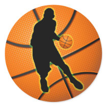 BASKETBALL PLAYER ROUND STICKERS