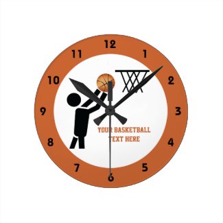 Basketball player with ball custom wall clocks