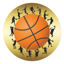 BASKETBALL PLAYERS DESIGN ROUND STICKER