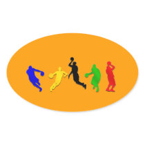 Basketball players hoops   basketball oval stickers