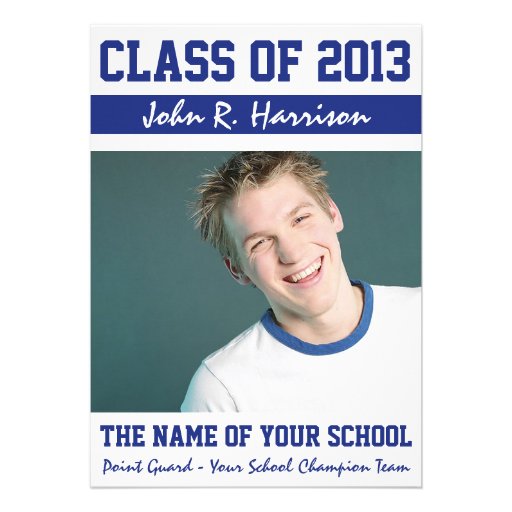 Basketball Player's Sports Graduation Shirt Number Personalized Invitations