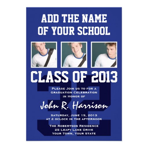 Basketball Player's Sports Graduation Shirt Number Personalized Invitations (front side)