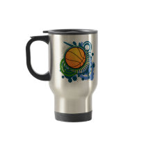 Basketball Punk Circles Blue Travel Mug mugs