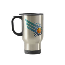 Basketball Retro Stripe Blue Travel Mug mugs