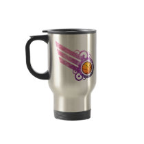 Basketball Retro Stripe Pink Travel Mug mugs