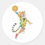 Basketball Shirts - Tiger Slam Dunk Basketball Round Sticker