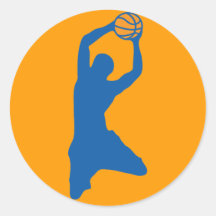 basketball silhouette round stickers
