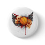 Basketball Skulls with Wings Button