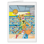 Basketball Slam Dunk by Tiger, Guarded by a Fox Greeting Card