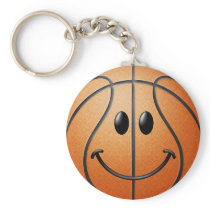 Basketball Smiley Face Key Chain