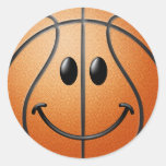 Basketball Smiley Face Round Sticker