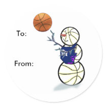 Basketball Snowman Christmas Gift Stickers
