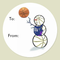 Basketball Snowman Christmas Gift Stickers