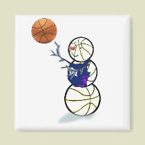 Basketball Snowman Christmas magnets