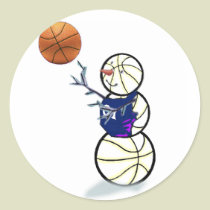 Basketball Snowman Christmas stickers