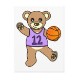 Basketball Teddy Bear Girl - Purple Postcards