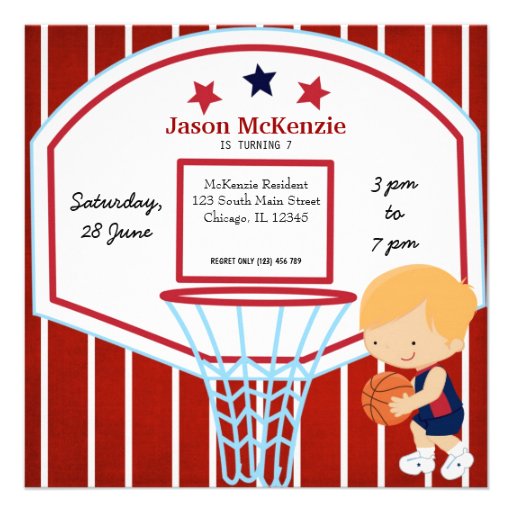 Basketball theme personalized announcement