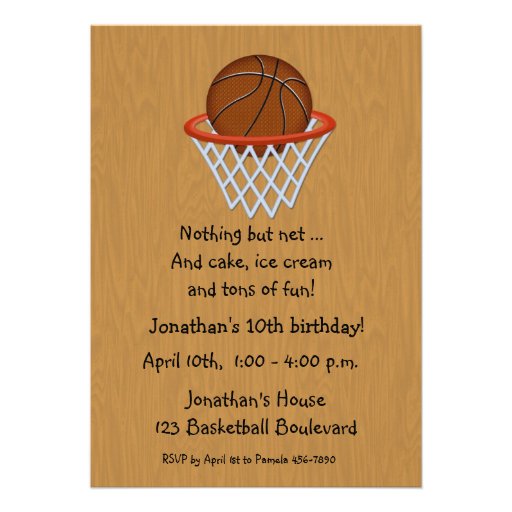 Basketball Themed Birthday Invitation