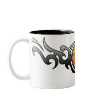 Basketball Tribal Flames Grey Mug mugs