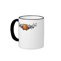 Basketball Tribal Flames Grey Mug mugs
