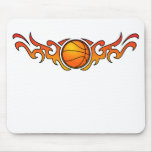 Basketball Tribal Flames Orange Mousepad