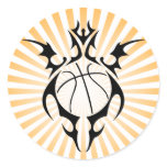 basketball. tribal. round sticker