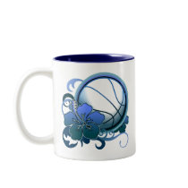 Basketball Tropical Flower Blue Mug