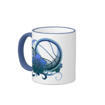 Basketball Tropical Flower Blue Mug mugs
