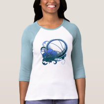 Basketball  Tropical Flower Blue T-Shirt
