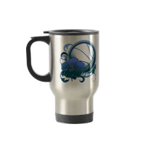 Basketball Tropical Flower Blue Travel Mug mugs