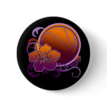 Basketball Tropical Flower Purple Button
