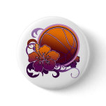 Basketball Tropical Flower Purple Button