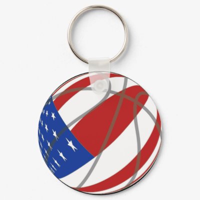 BASKETBALL USA FLAG PATRIOTIC key chain