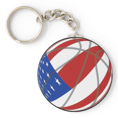 BASKETBALL USA FLAG PATRIOTIC key chain