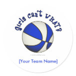 Basketball - White/Blue Round Sticker