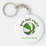 Basketball - White/Green Keychain
