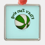 Basketball - White/Green Ornaments