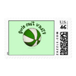 Basketball - White/Green Postage Stamp