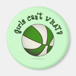 Basketball - White/Green Refrigerator Magnets