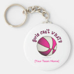 Basketball - White/Pink Key Chain