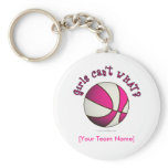 Basketball - White/Pink Key Chain
