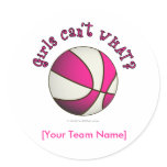 Basketball - White/Pink Round Sticker